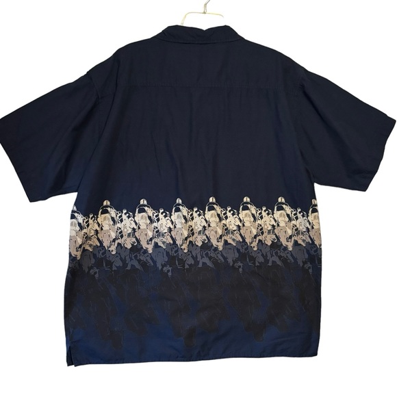 Revival circa 1992 Blue Cycle border XL 100% Cotton Short sleeve button up - Picture 2 of 10